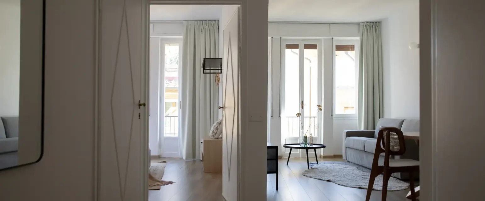 a room with a couch and a table