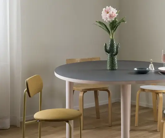 a table with a cactus in it