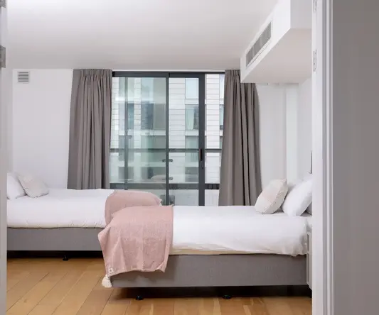 a room with two beds