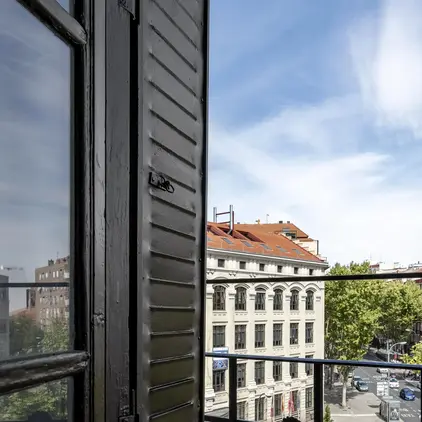 a view of a city from a balcony