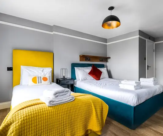 a room with two beds