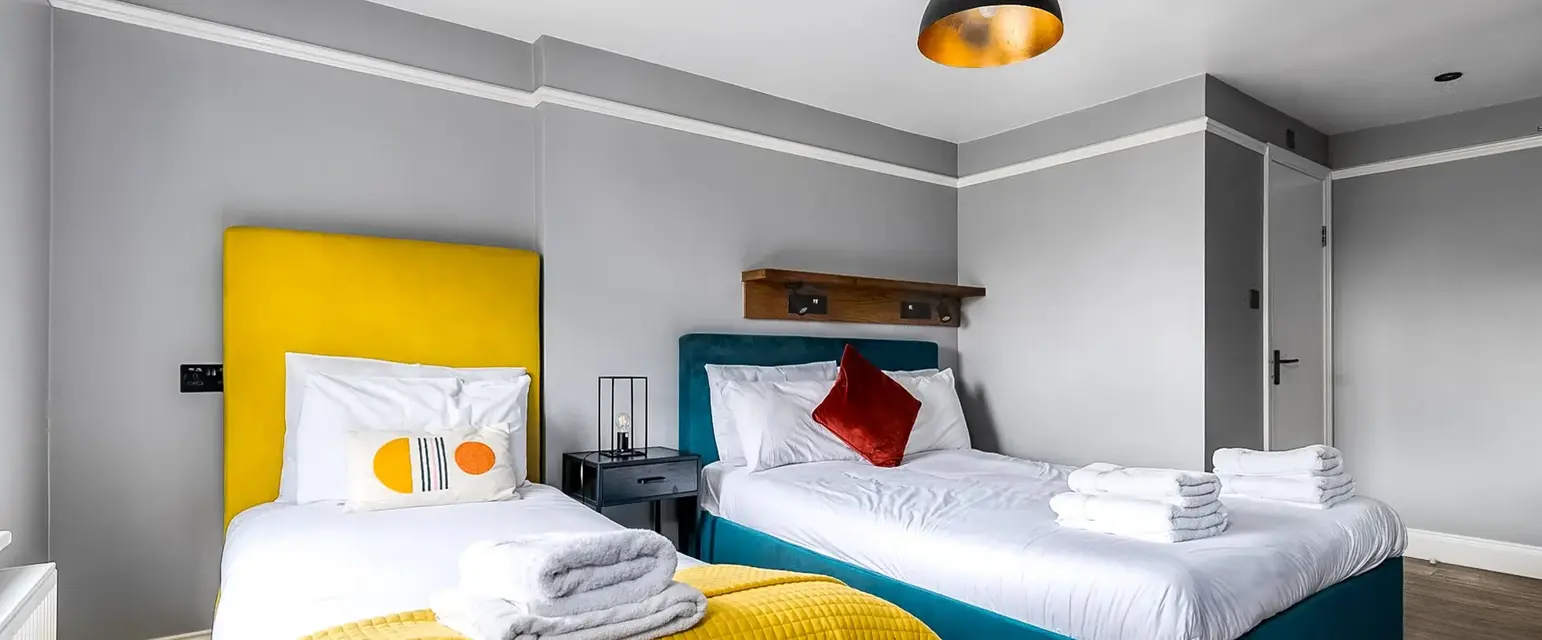 a room with two beds