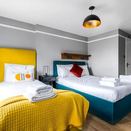 a room with two beds