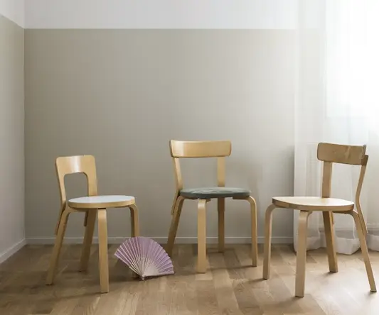 a group of chairs in a room