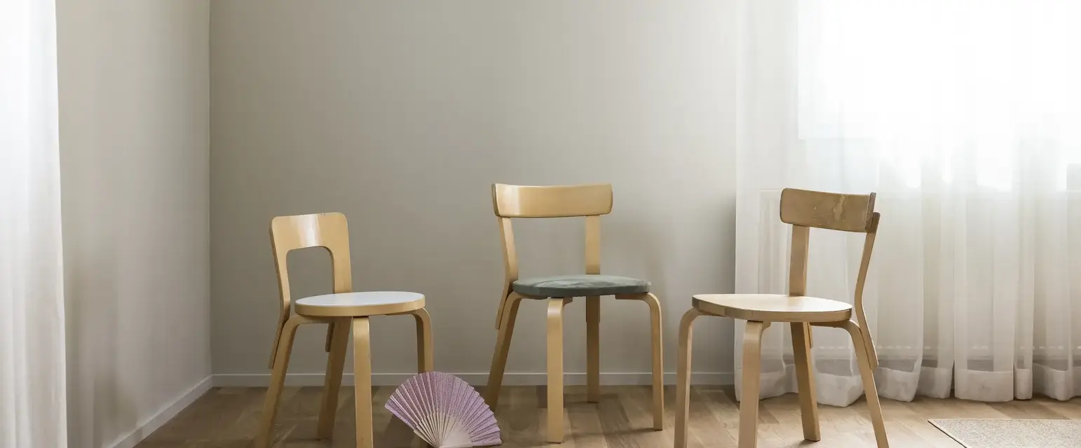 a group of chairs in a room