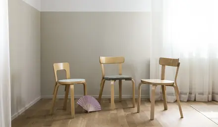 a group of chairs in a room