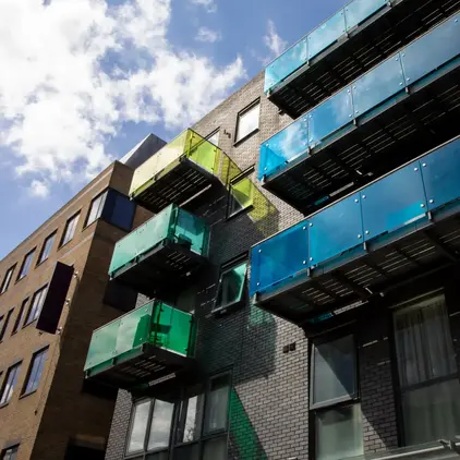 a building with many balconies