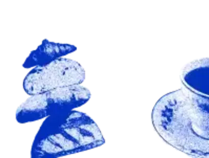 a blue teacup with saucer