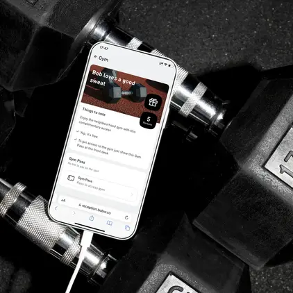 a cellphone on top of a dumbbell