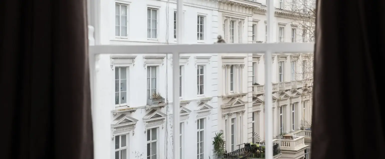 a view of a building from a window