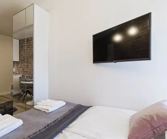 a bed with towels on it