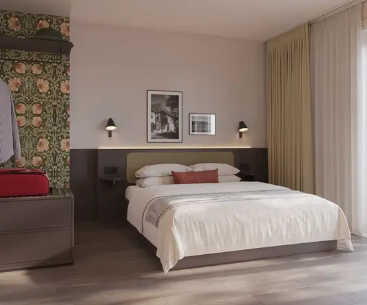 a bed in a room
