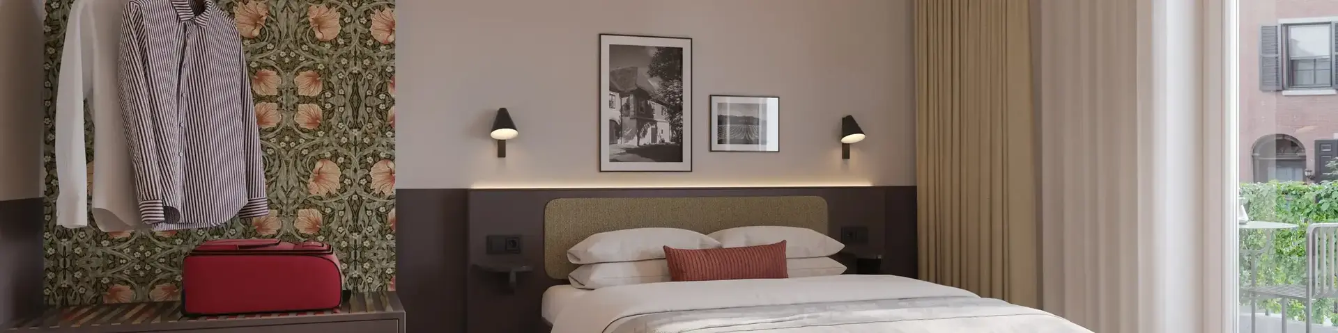 a bed in a room