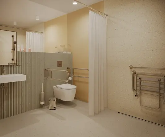 a bathroom with a toilet and sink