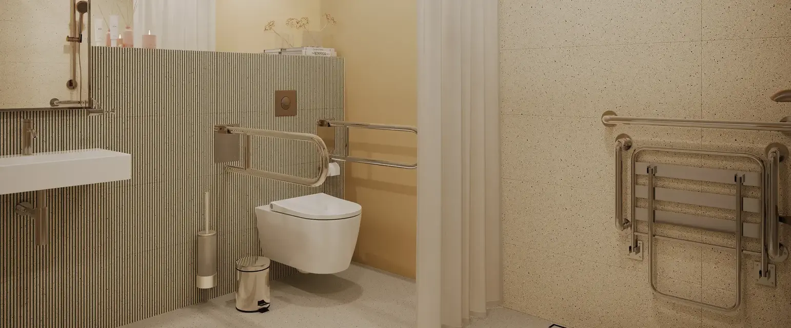 a bathroom with a toilet and sink