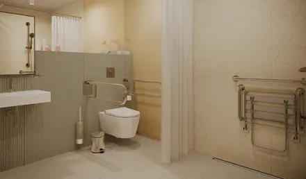 a bathroom with a toilet and sink