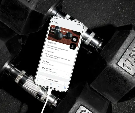 a cellphone on top of a dumbbell