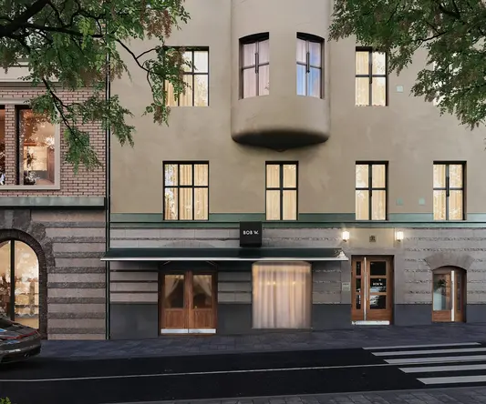 a building with a curved roof