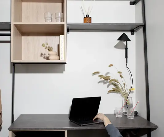 a person using a laptop on a desk