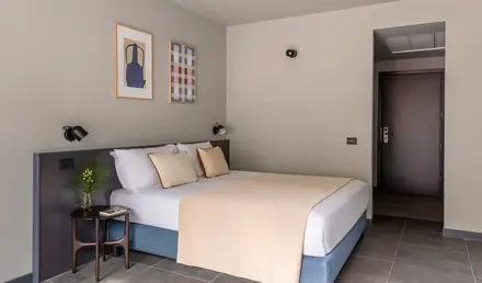 a bed in a room