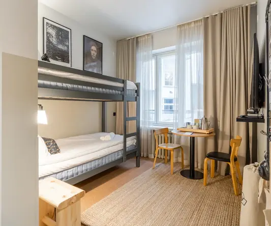 a bunk bed in a room