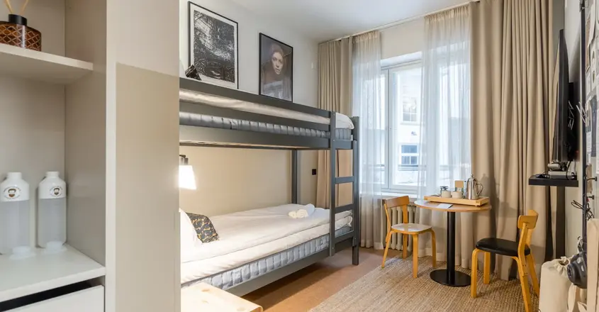 a bunk bed in a room