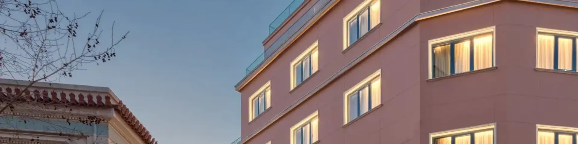 a building with lights on