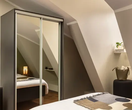a closet in a room