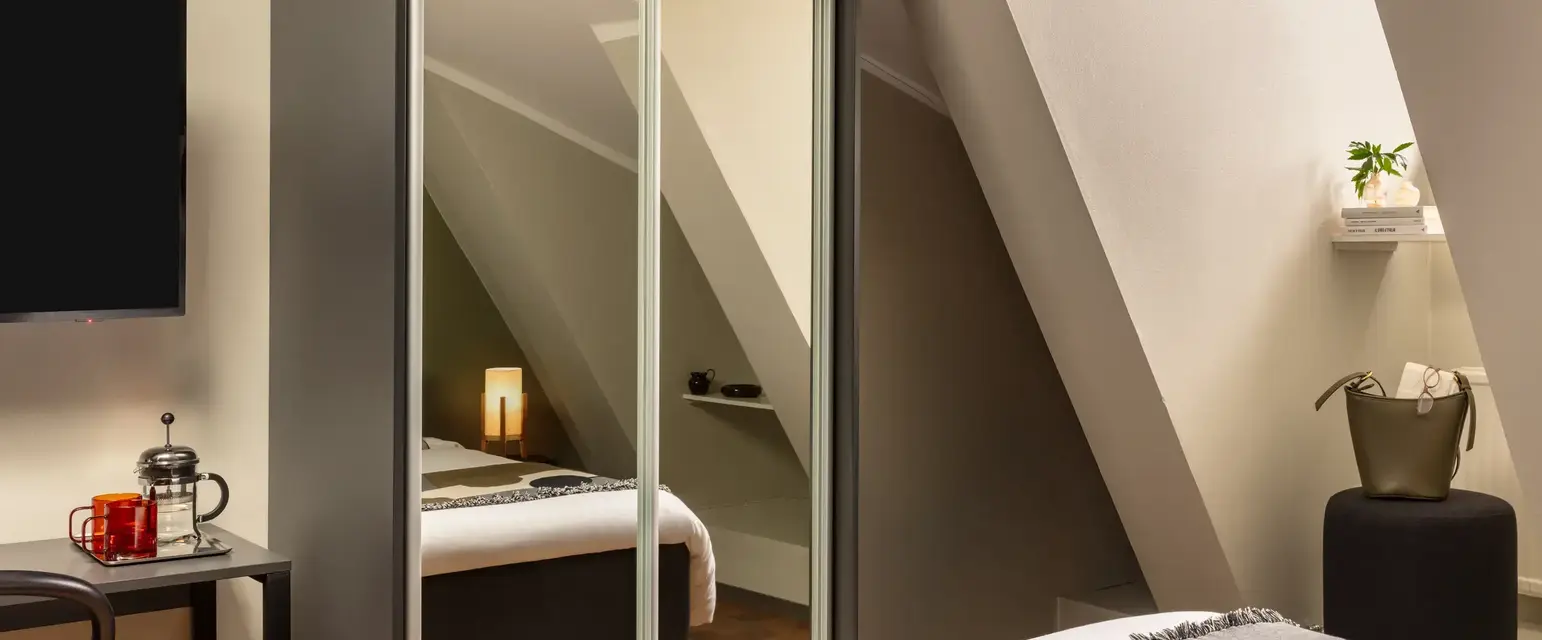 a closet in a room