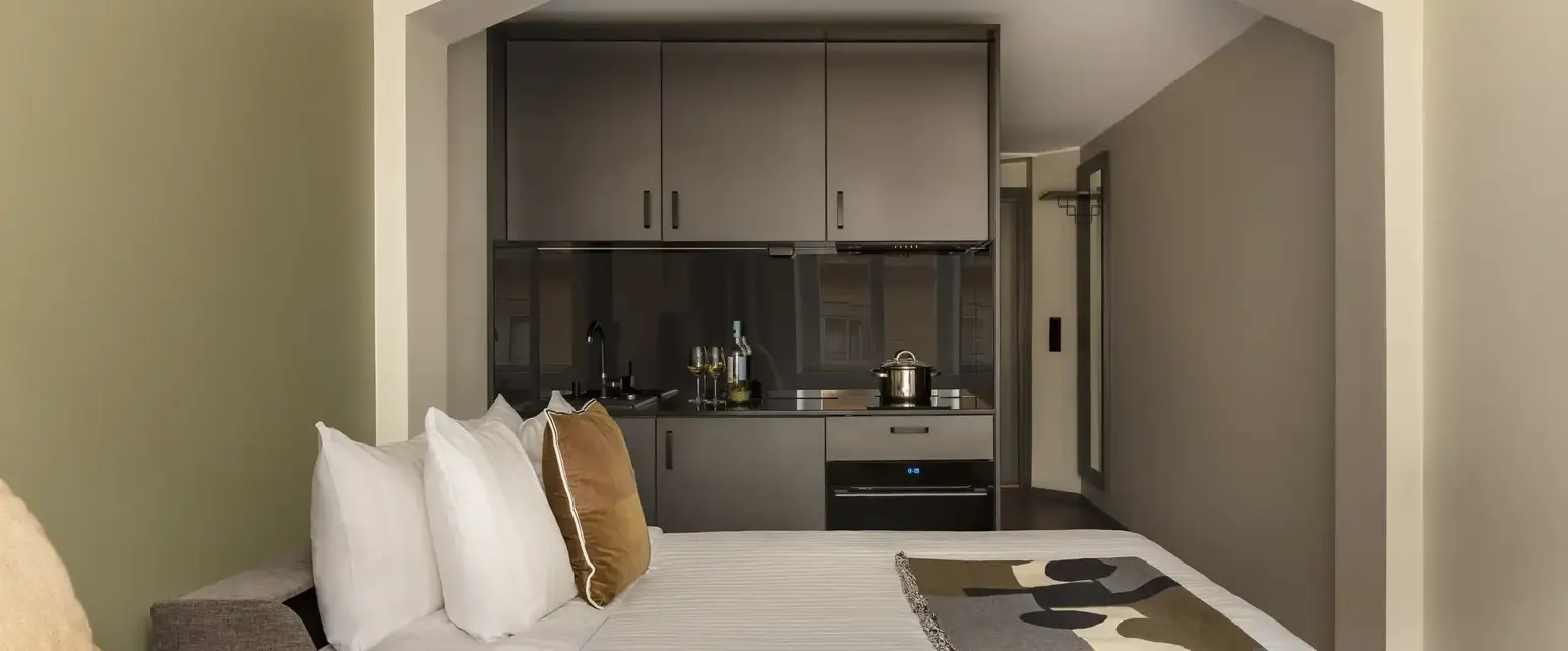 a bed in a room