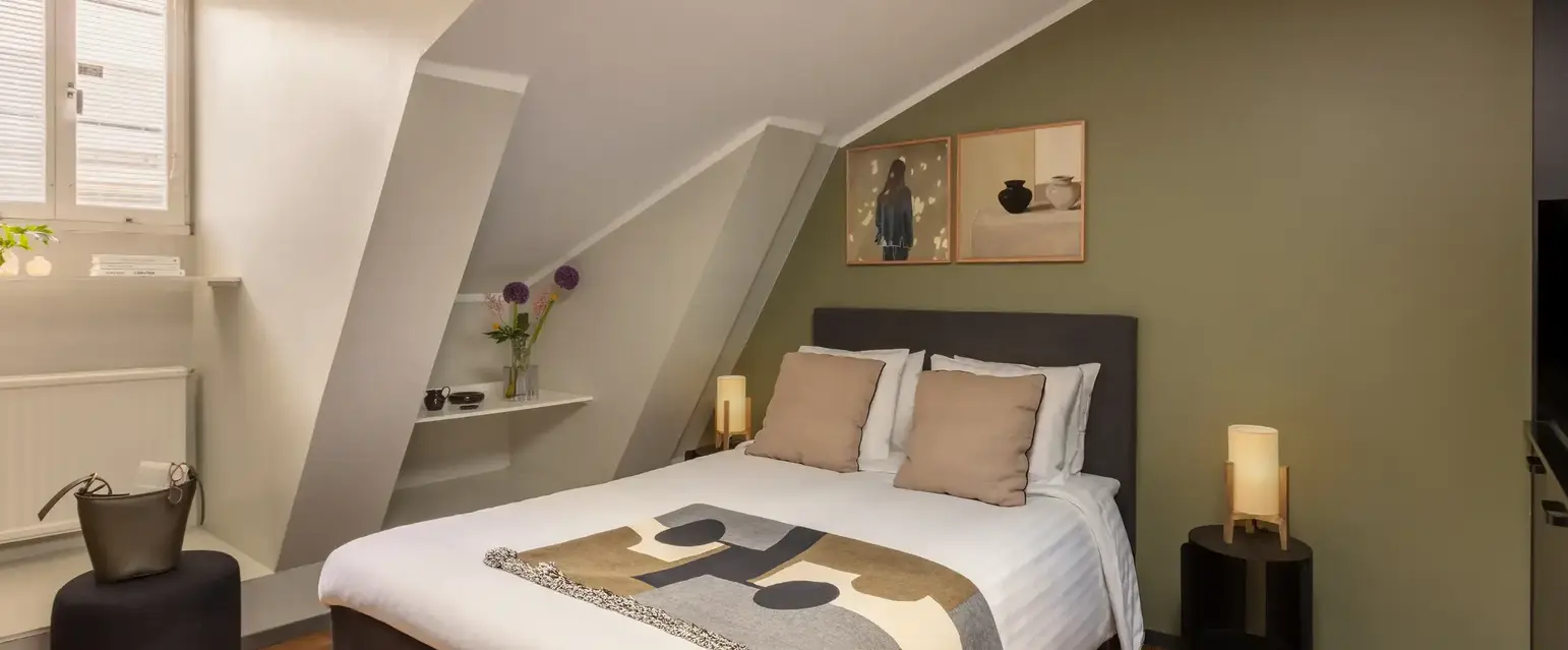 a bed in a room