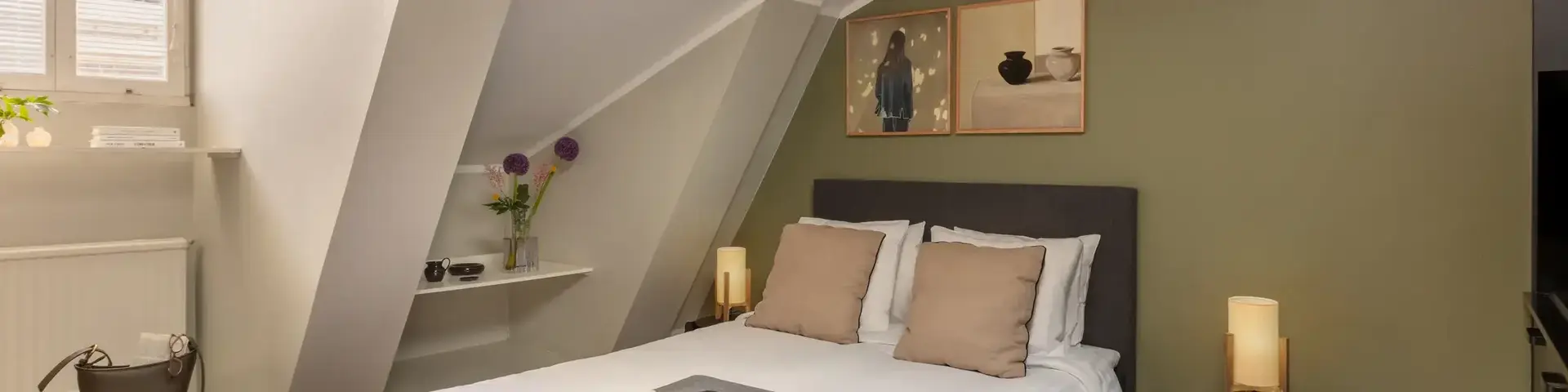a bed in a room