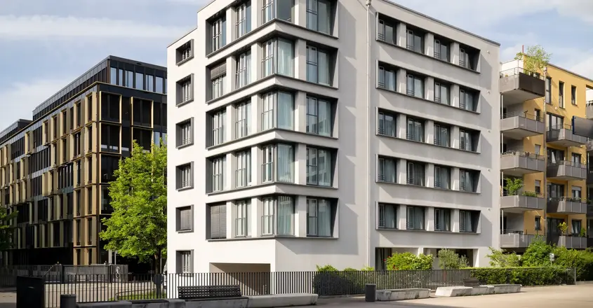 a building with many windows