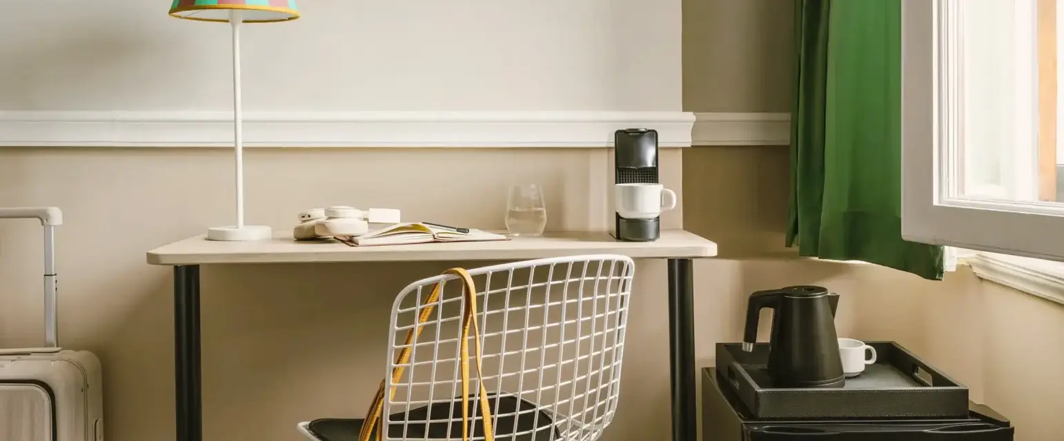 a chair and a lamp in a room