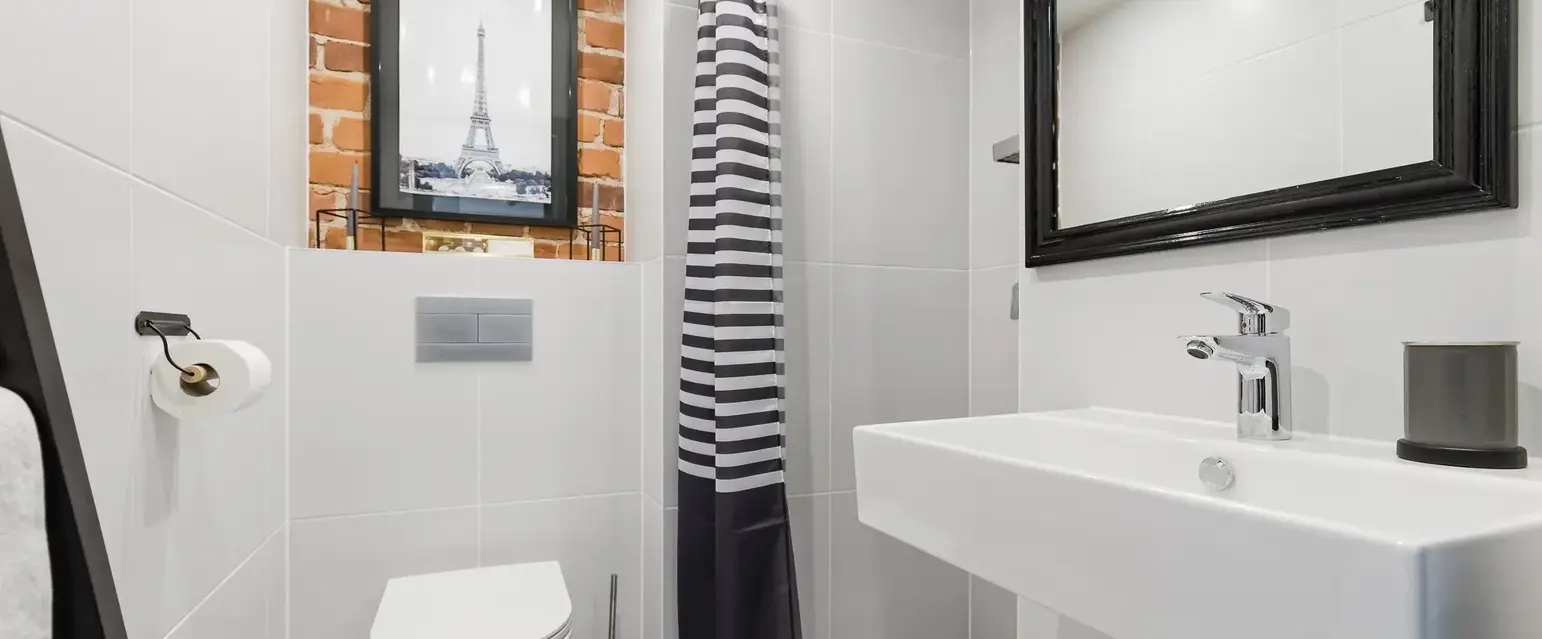 a bathroom with a sink toilet and mirror