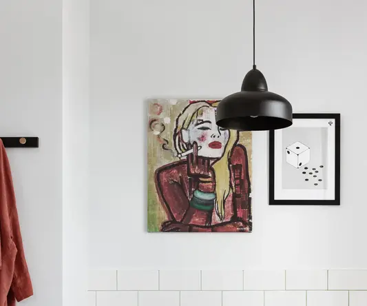 a table and chairs in a room