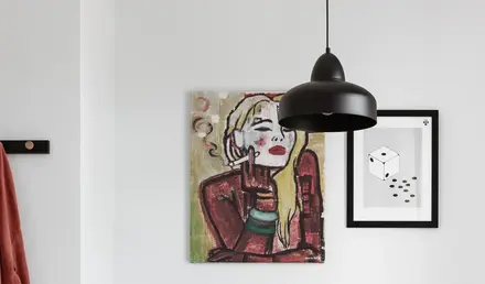 a table and chairs in a room