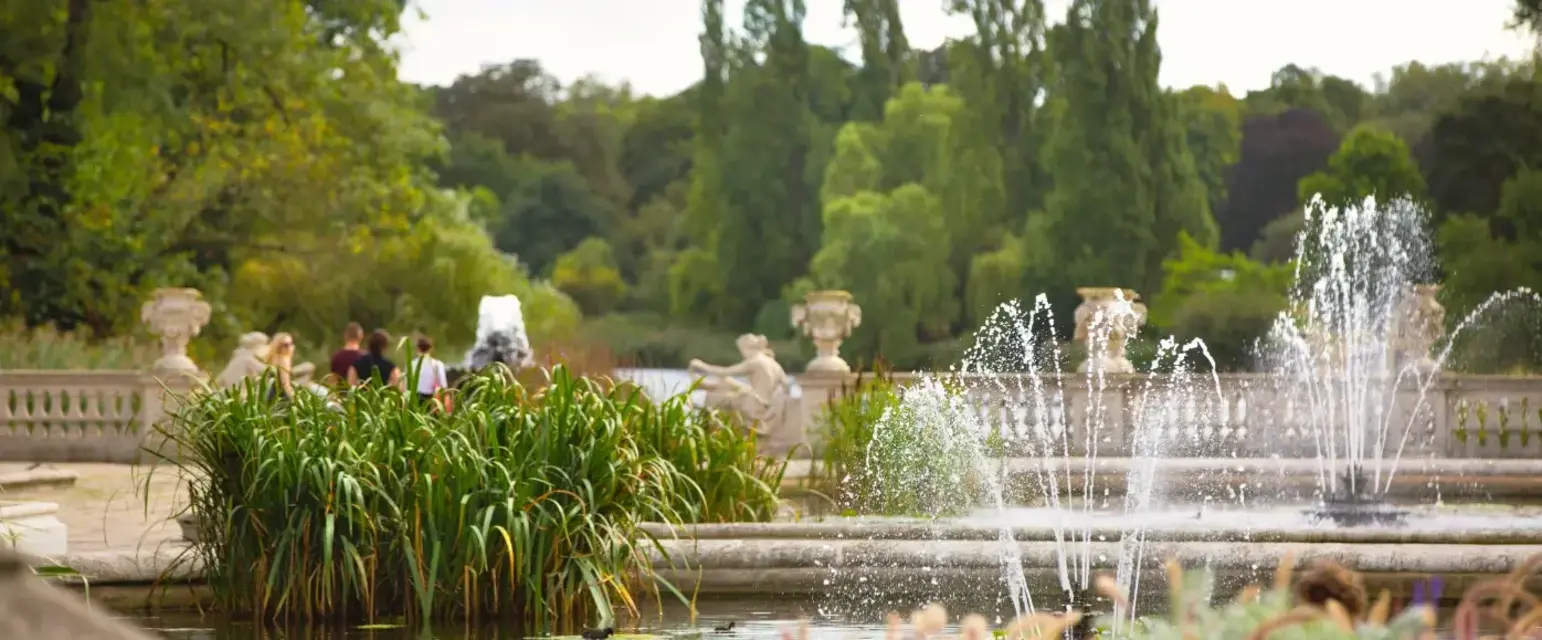 a fountain in a park