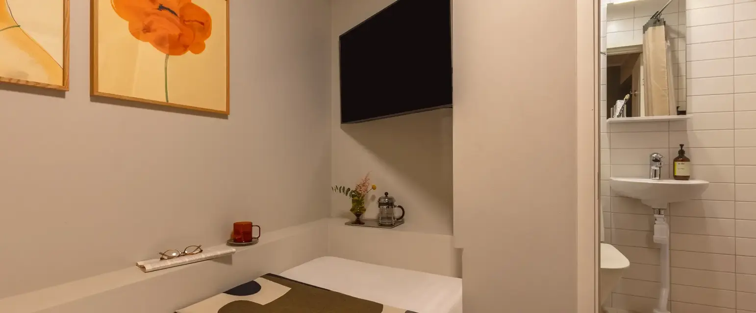 a small bed in a room
