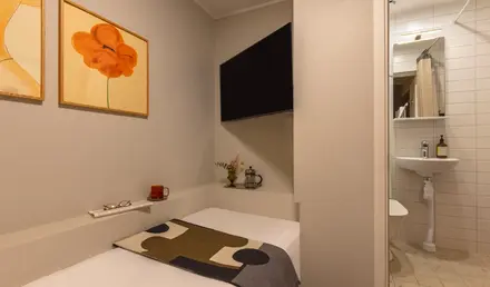 a small bed in a room