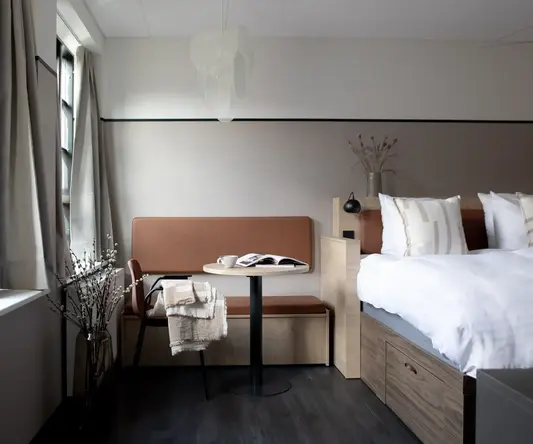 a room with a table and chair