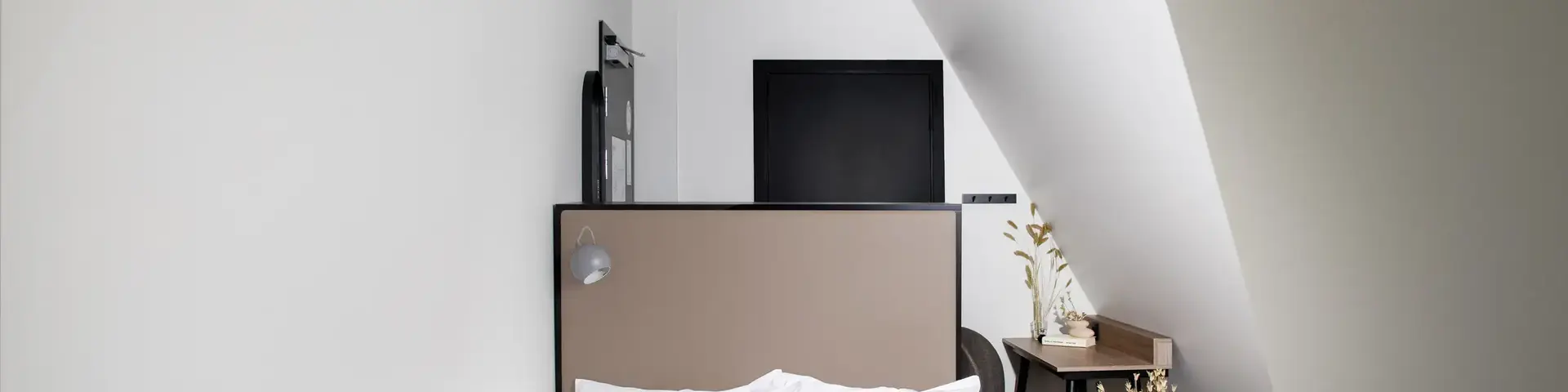 a bed in a room