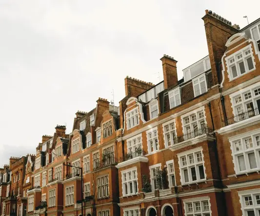 a row of brick buildings