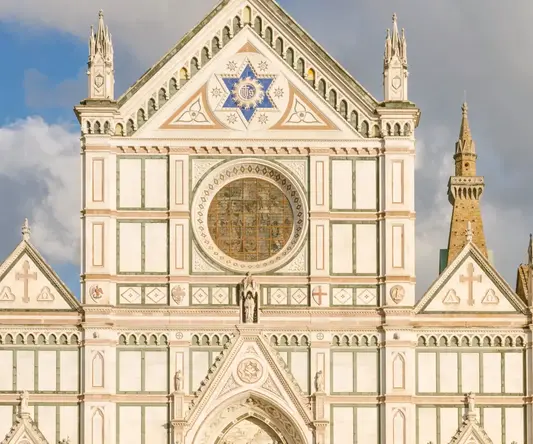 a large building with a star on the top