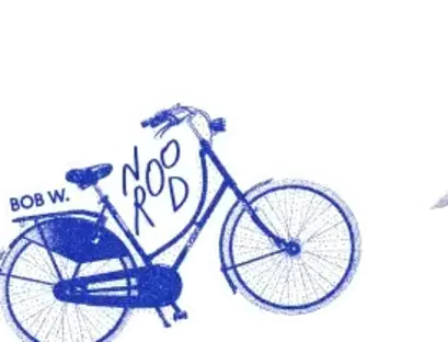 a couple of blue stickers with words